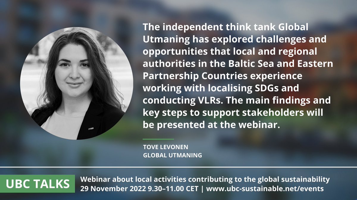 6 days left to register to learn about tools for mapping sustainability work: #UBCTALKS webinar brings findings from local and regional authorities in the Baltic Sea and Eastern Partnership Countries!
📅29 Nov 2022, 9:30–11:00 CET
📌Agenda, registration: ubc-sustainable.net/events/ubc-tal…