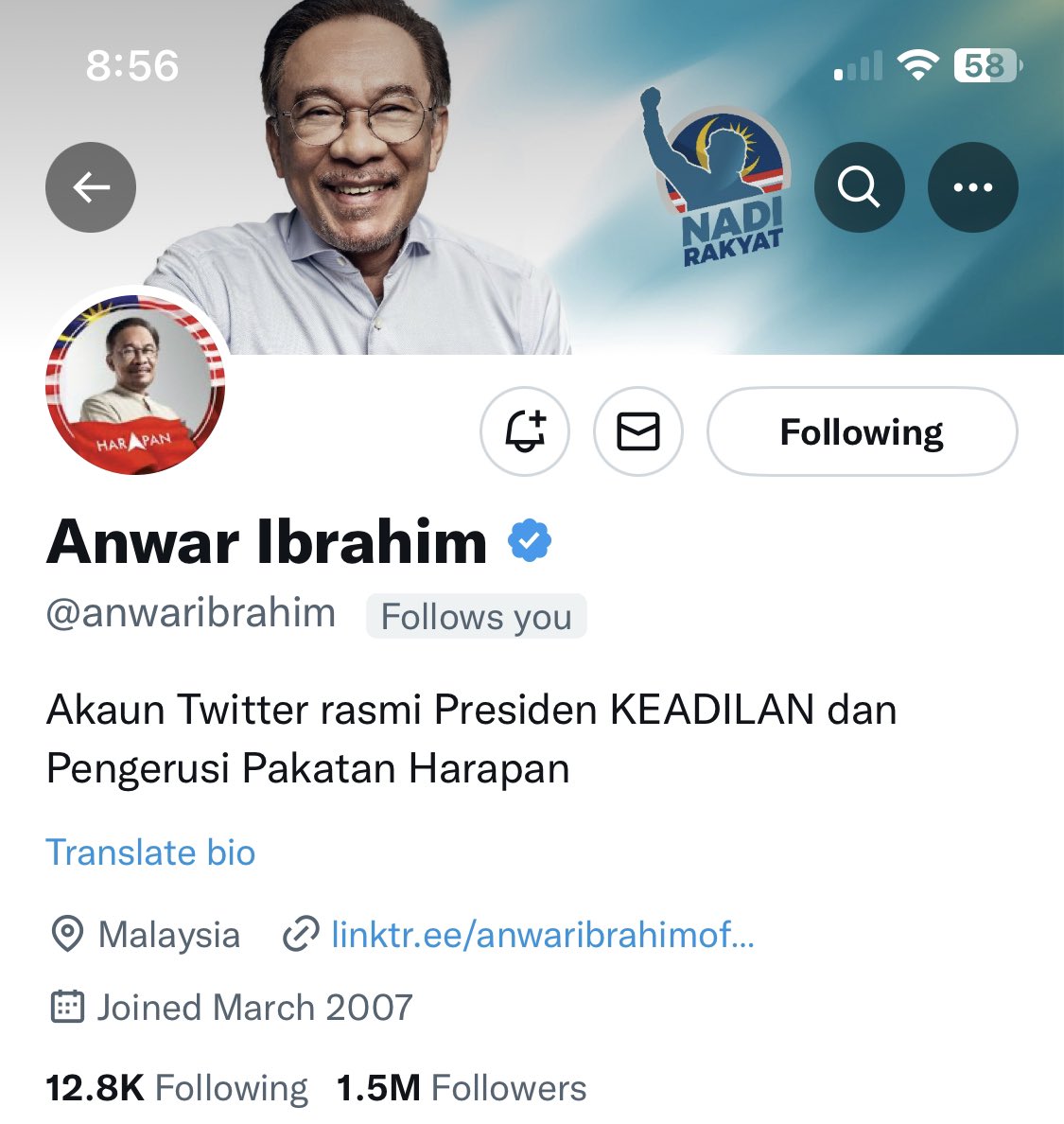 reezradzi's tweet photo. Rasa bangga jap bila DSAI follow balik https://t.co/Ouvkkfl9xK