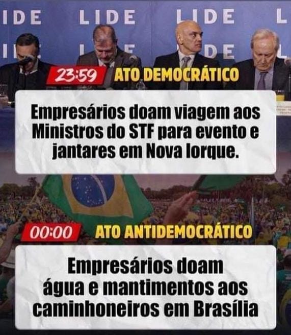 Será que o <a href="/SenadoFederal/">Senado Federal</a> pode pedir ao <a href="/STF_oficial/">STF</a> para explicar o que é legal ou não, ou se vale o princípio de "alguns são mais iguais que outros" aqui em Brasuela? Empresários podem doar para juízes, mas não podem doar para manifestantes? É isso?