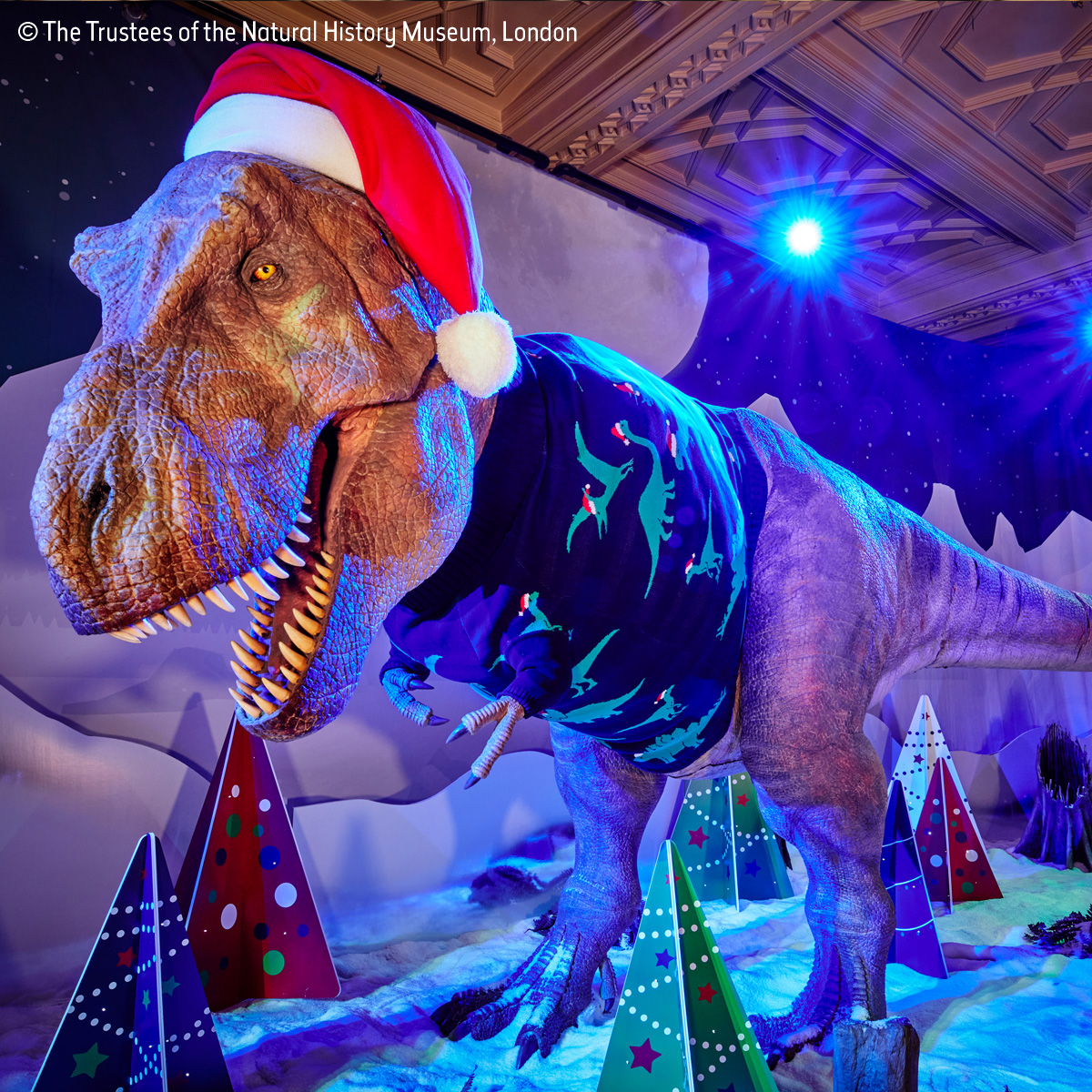 Still looking for a #Christmas Jumper? We’ve got just the right fit, thanks to <a href="/BritishXmas/">Christmas Jumpers</a>  😍

Modelled by our very own animatronic T. rex, this #jumper is made from 100% recycled materials. 🦖

Race to our #Museum shop when you visit us to pick one up for yourself. 🎄