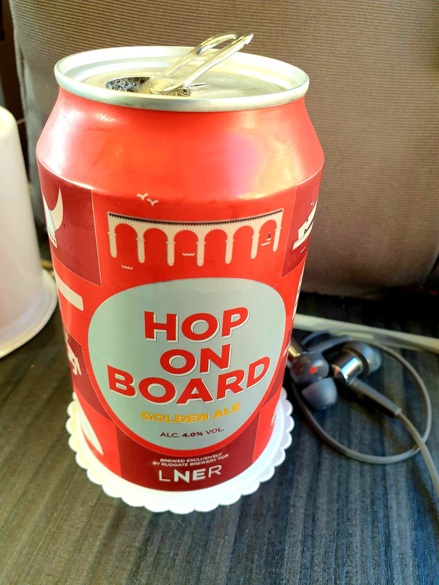 KLBeerHunter's tweet photo. Last day of the good stuff before #KL so trying a @rudgatebrewery Hop On Board golden ale for @LNER. A decent light #beer. Goodbye to THE NORTH. London then tropical weather await. https://t.co/b2VhbBmNcF