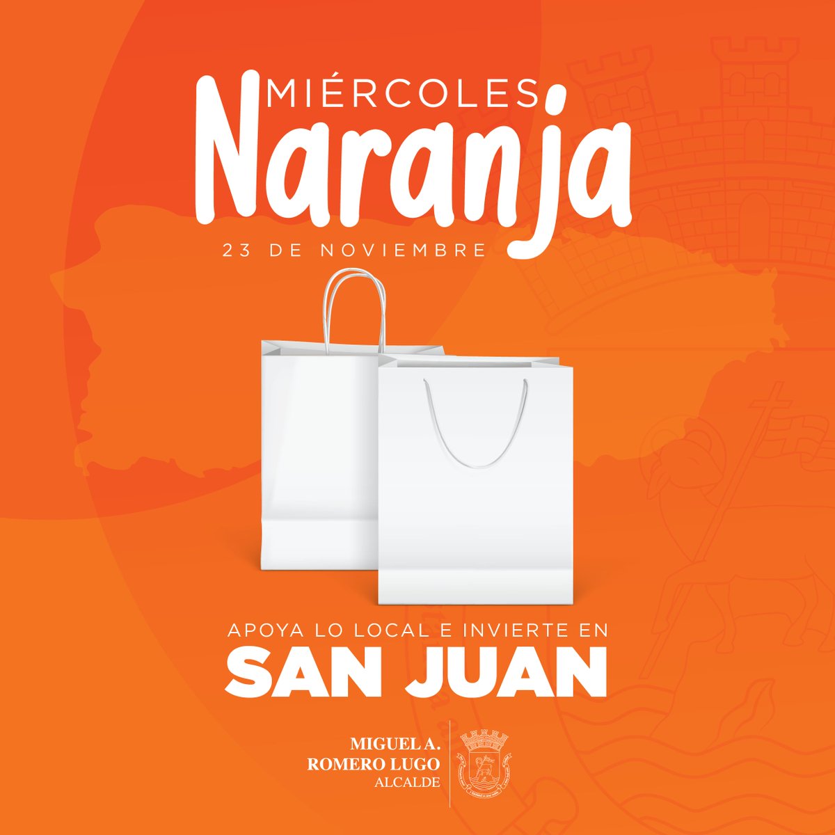 SJCiudadCapital's tweet photo. 🟠En #SanJuan apoyamos a los pequeños y mediados comerciantes. Hoy #MiércolesNaranja apoya lo local. 🟠

#CiudadCapitalPR @miguelromero51 https://t.co/97Ayrwz8gF