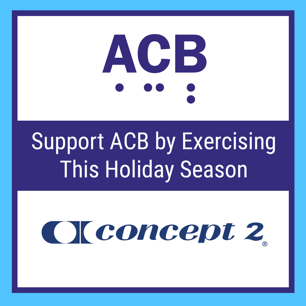 acbnational's tweet photo. Support ACB by participating in the @concept2 Holiday Challenge! Find out how to participate: https://t.co/qNEA4OURm0. 

Learn more about ACB's work with Concept2 to make their ErgData app more accessible to people who are blind &amp; low vision: https://t.co/ntXr2apwGb. https://t.co/6PlyU37dq5