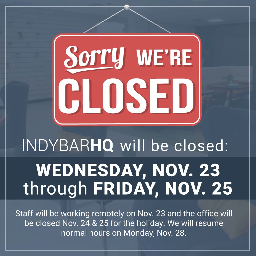 Staff will be working remotely on November 23. Enjoy your holiday!