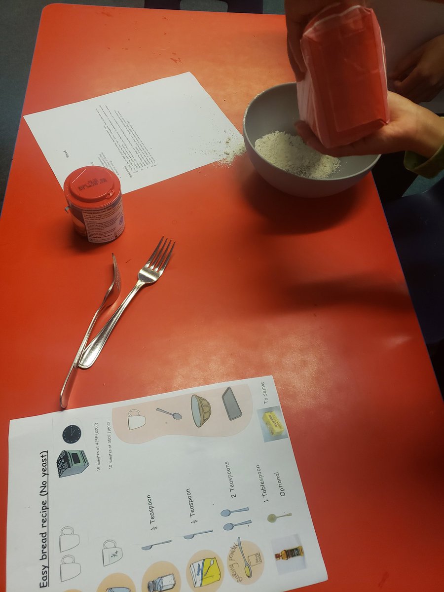MrsRHarvey's tweet photo. Class 7 are learning about Harvest. They are following a recipe and making their own bread with Mrs Oliver. https://t.co/iX9Xhw5i9p