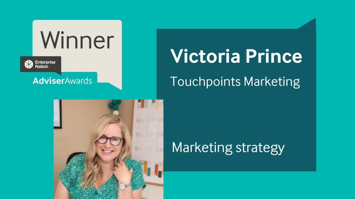 Enterprise Nation (@e_nation) on Twitter photo The seventh winner announcement of the Adviser Awards 2022 is for the Marketing strategy category.
🥁 The winner is - Victoria Prince, <a href="/Touchpoints_UK/">Touchpoints Marketing Academy</a> 👏
Victoria works with business owners who have big ambitions and help them to achieve their dreams faster. The seventh winner announcement of the Adviser Awards 2022 is for the Marketing strategy category.
🥁 The winner is - Victoria Prince, <a href="/Touchpoints_UK/">Touchpoints Marketing Academy</a> 👏
Victoria works with business owners who have big ambitions and help them to achieve their dreams faster.