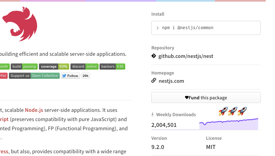 kammysliwiec's tweet image. @nestframework just hit 2M downloads/week 🎉🤯

Thanks to all the years of support, to many more!

#nodejs #nestjs #typescript