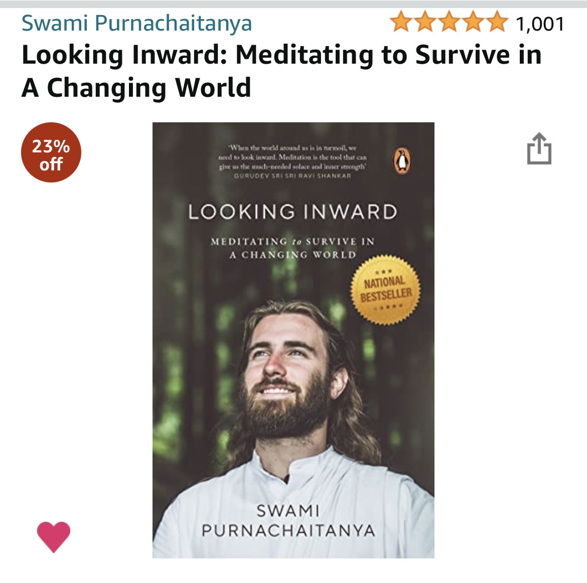 Thank you all for your love and support! “Looking Inward” has already received more than a thousand (!) amazing reviews on Amazon India alone, and I keep receiving such heartfelt messages from people across the world who have really benefited from the book! 😇🙏❤️ @PenguinIndia