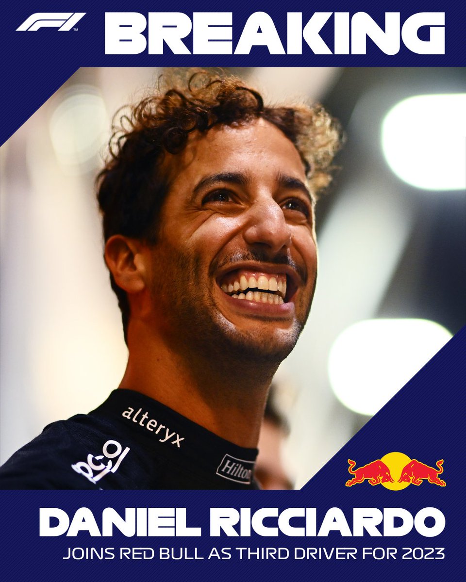 Formula On Twitter Breaking Daniel Ricciardo Joins Red Bull Racing As Third Driver For