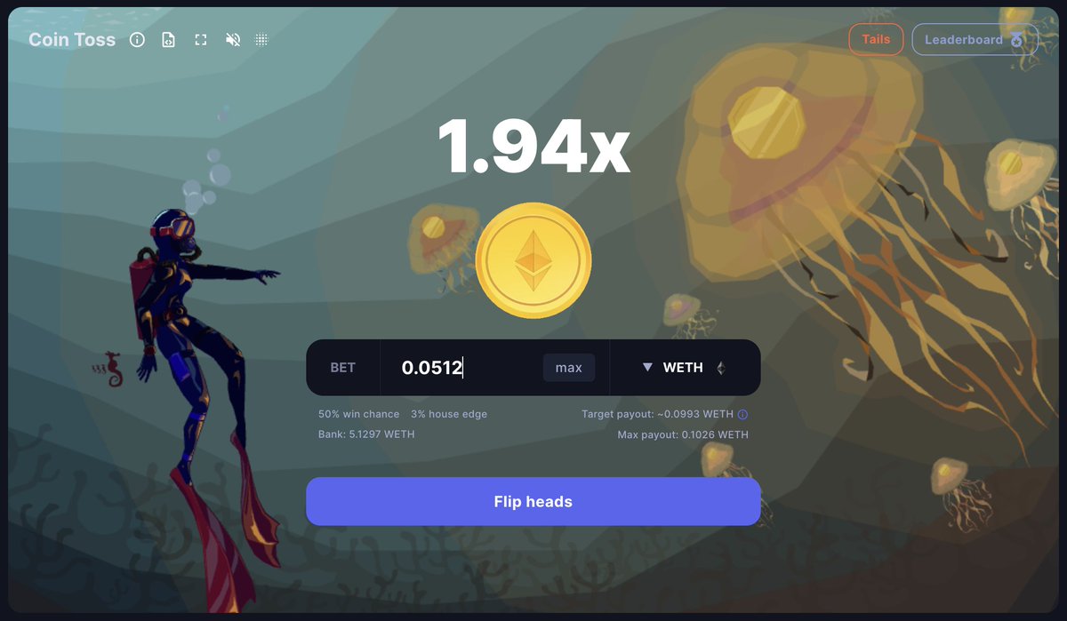 BetSwirl's tweet photo. We are happy to announce that from now on you can also wager $ETH 🚀​

We've deposited 5 #ETH for you to try the 0.1 ETH max payout on our games of chance! Enjoy it on #Polygon with a 3% house edge.

Wager $ETH here: https://t.co/nddn9kRWsW

#GameFi #Polygon #Ethereum https://t.co/MUnvxHVj54