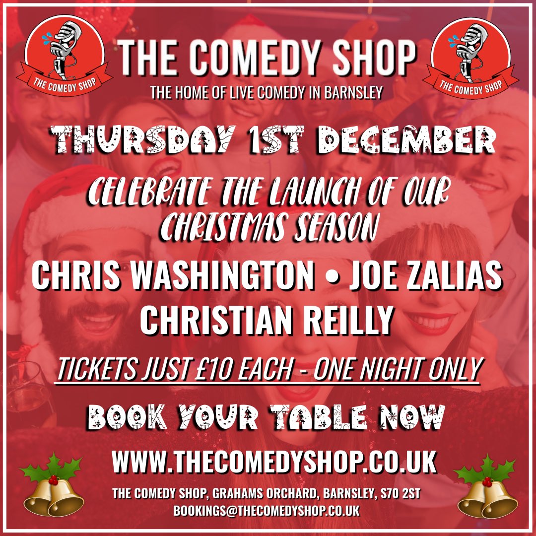 ComedyShopUK's tweet photo. Next week we launch our Christmas season with a special preview show on THURSDAY 1st DECEMBER!

For this one-night-only tickets are just £10!

Then we have Christmas shows every Friday AND Saturday all the way up to Christmas!

🎄🤶🎄🎅🎄🤶🎄 https://t.co/5tPPSoQ1Tw
