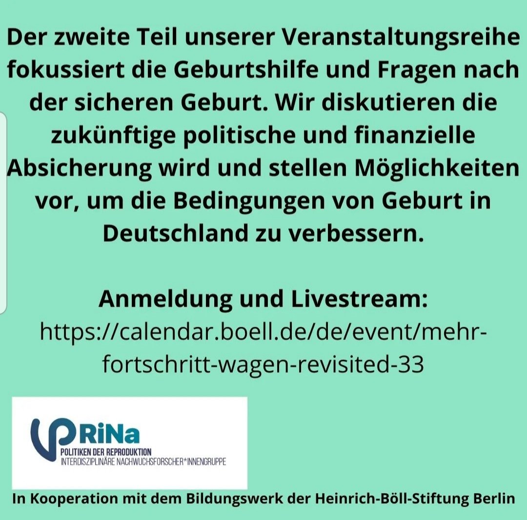 Kommenden Montag diskutieren die Kulturanthropologin Michèle Kretschel-Kratz und die angehende Hebamme Leonie Zahn über "Gute Geburtshilfe für Alle!", moderiert von PRiNa-Mitglied Marie Fröhlich. Anmeldung und Livestream im Link 👇