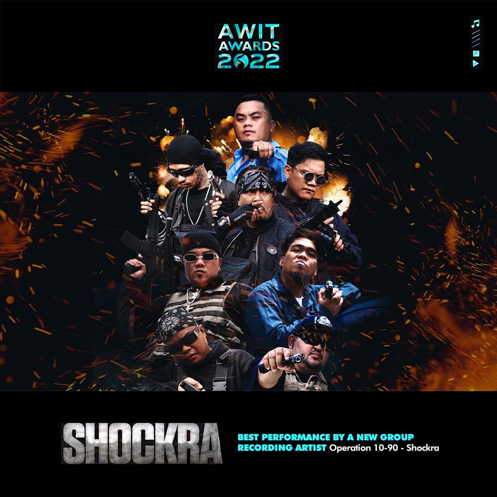 sonymusicph's tweet photo. Congratulations to #Shockra, Best Performance by a New Group Artist! Operation 10-90 is a success π₯
#AwitAwards2022 https://t.co/0nKT0hQa4p