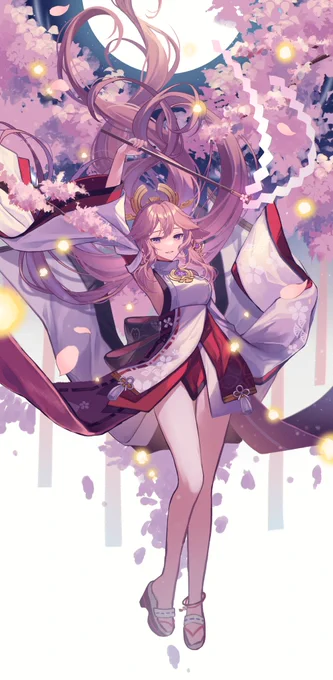 ー白辰に申す 鎮魂のため    祝い給い 導き給えー#八重神子イラストコンテスト #原神 #YaeMiko 