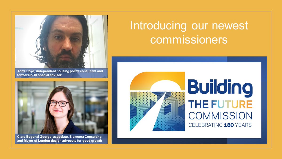 Delighted to announce our two newest commissioners - <a href="/ClaraBagG/">Clara Bagenal George</a> of @elementa_uk and <a href="/tobylloyd/">Toby Lloyd</a> 👏 You can find out all about the commission here: building.co.uk/building-the-f… #BuildingtheFuture #ukconstruction #ukhousing