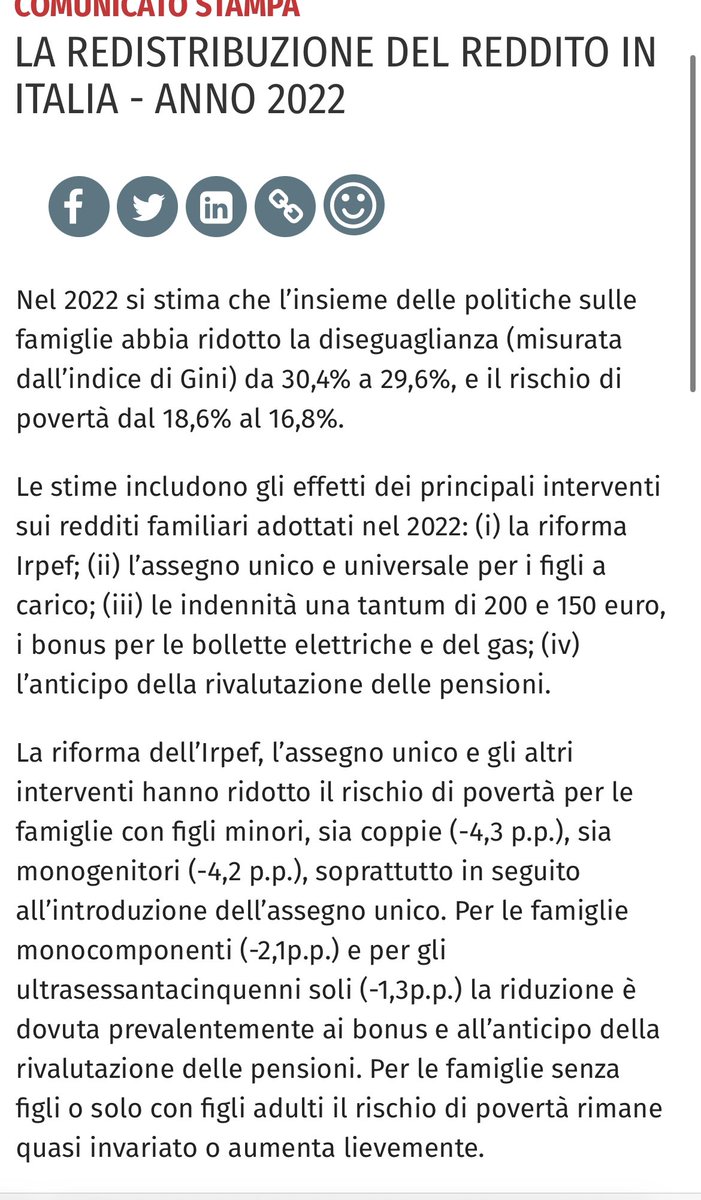 Un anno fa i sindacati fecero lo sciopero generale contro la legge di bilancio di Draghi perché dicevano che era “Robin Hood al contrario”. Oggi Istat dice che ridotto povertà e disuguaglianza. È così che muore l’Italia: uno slogan dopo l’altro, senza mai verificare i fatti.