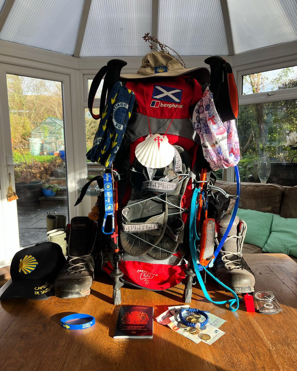 Marcus_Hogan's tweet photo. Practice packing done✅ 
Only 15 weeks until we start the Camino a Fisterra as a warm up for the Camino Frances in late August! 
Buen Camino!

#Camino #CaminodeSantiago #Pilgrim #Spain #Galicia #Finisterre #caminofisterra #caminoingles #caminofrances #buencamino #ultreia  #suseia https://t.co/EjdiSU21cY