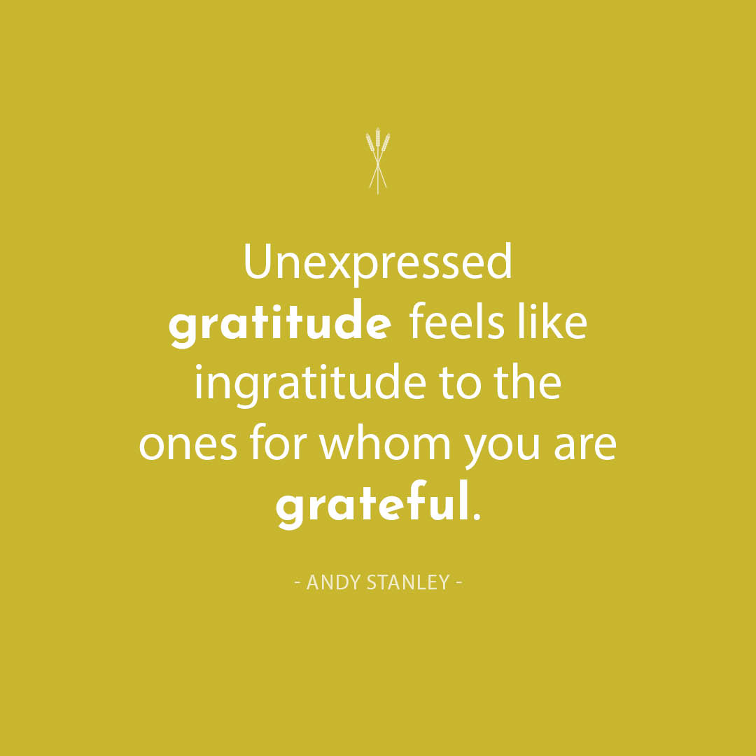 I love this quote from Andy Stanley. What a great reminder, especially this time of year.  What are you thankful for today?