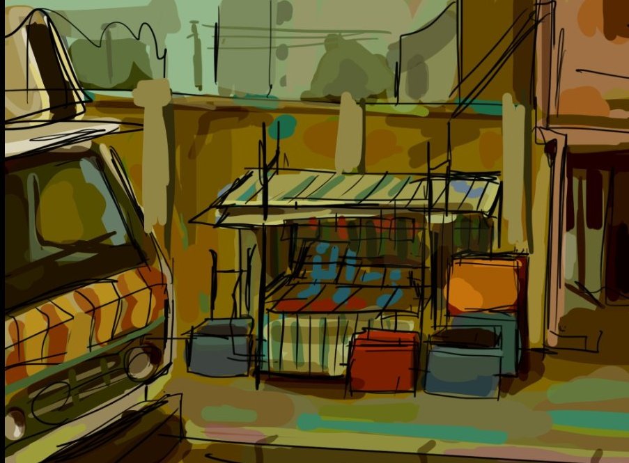 no humans sketch ground vehicle shop scenery outdoors general  illustration images
