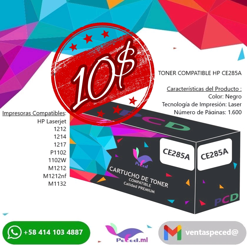 pecedca's tweet photo. *Oferta Tóner Genérico/Compatible HP 85A CE285A

#peced
#toner
#hp
#ce285a
#oferta https://t.co/XL16SEHyIi