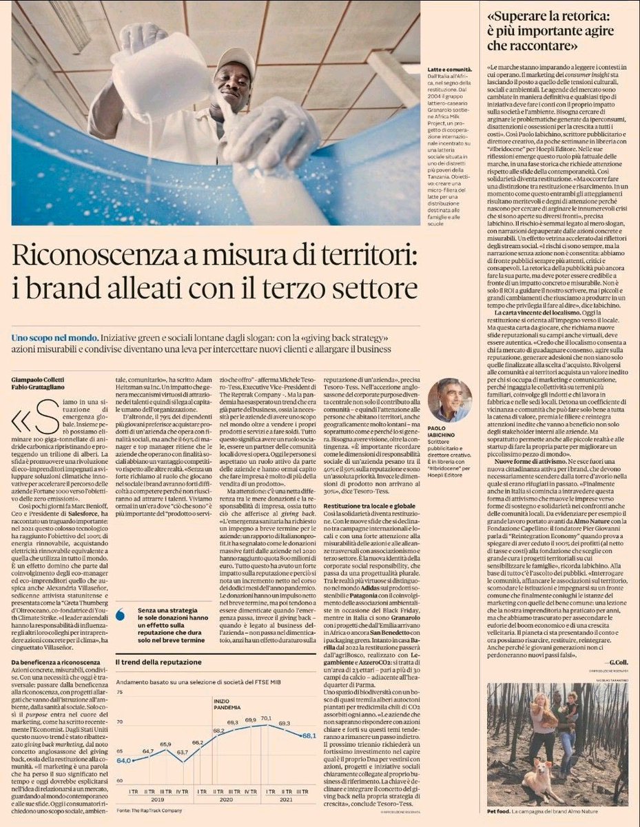 BarbaraBali_'s tweet photo. “giving back strategy” 
Da beneficienza a restituzione alla comunità a misura di #territori: i brand alleati con associazionismo e #terzo_settore. Quando la #solidarietà si trasforma in azione #sociale concreta, #sostenibile, condivisa. #corporate_social  #non_profit https://t.co/EnZ5LgUnGD