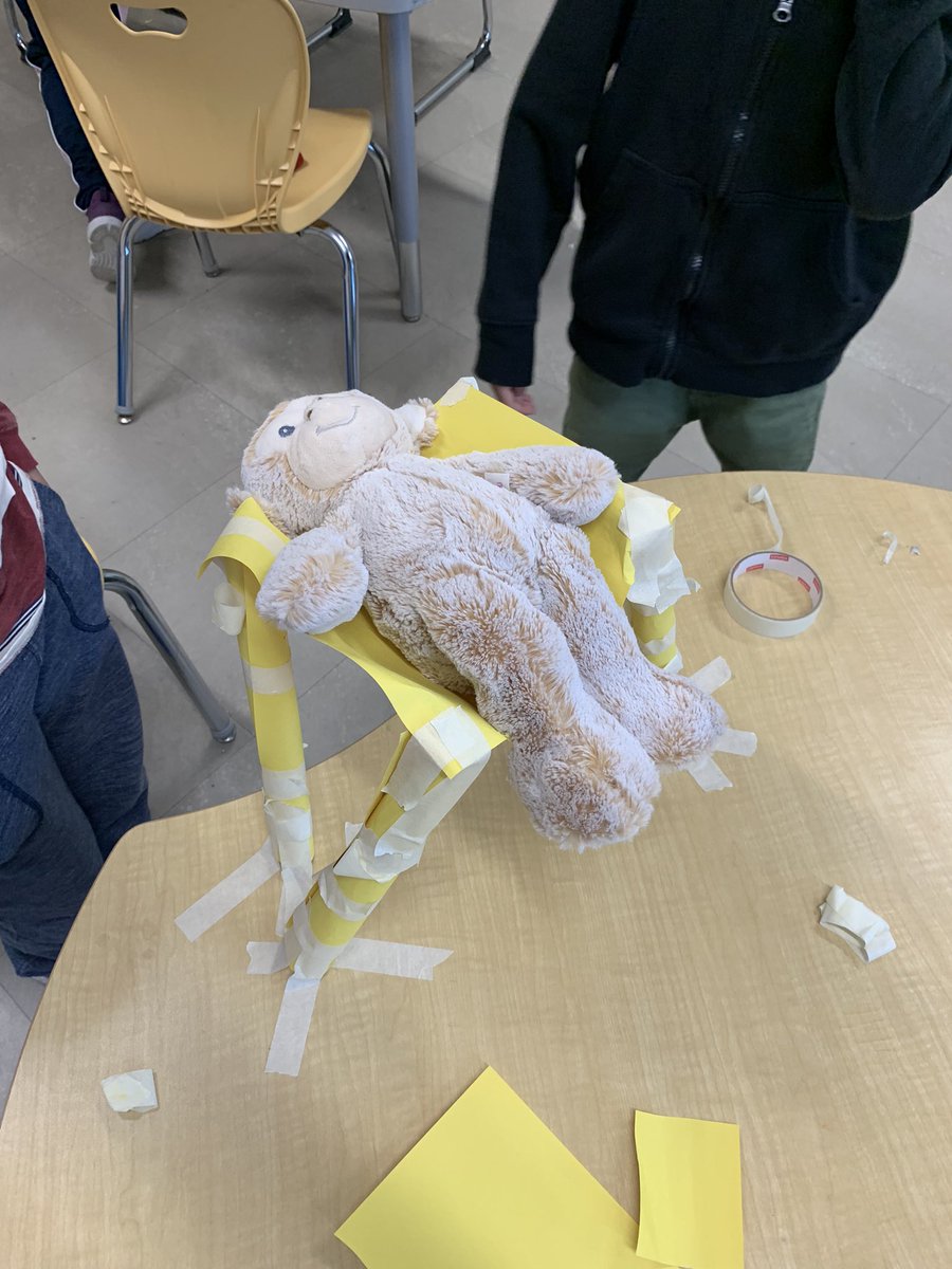Can you build a chair that will hold a stuffed animal off the ground? We had a lot of fun exploring structures during tinker Tuesday! <a href="/DesmondHDSB/">Viola Desmond Public School</a>