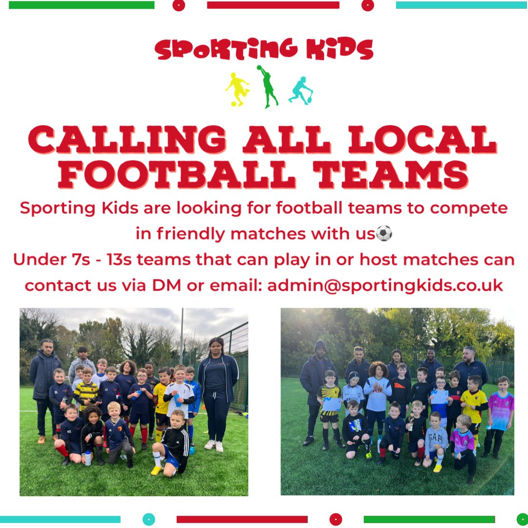 We’re looking for friendly match competitors! Please contact us to host or play in matches with us⚽️🙌🏽                                  #sportingkids #friendlymatch #football #hemelhempstead #hertfordshire