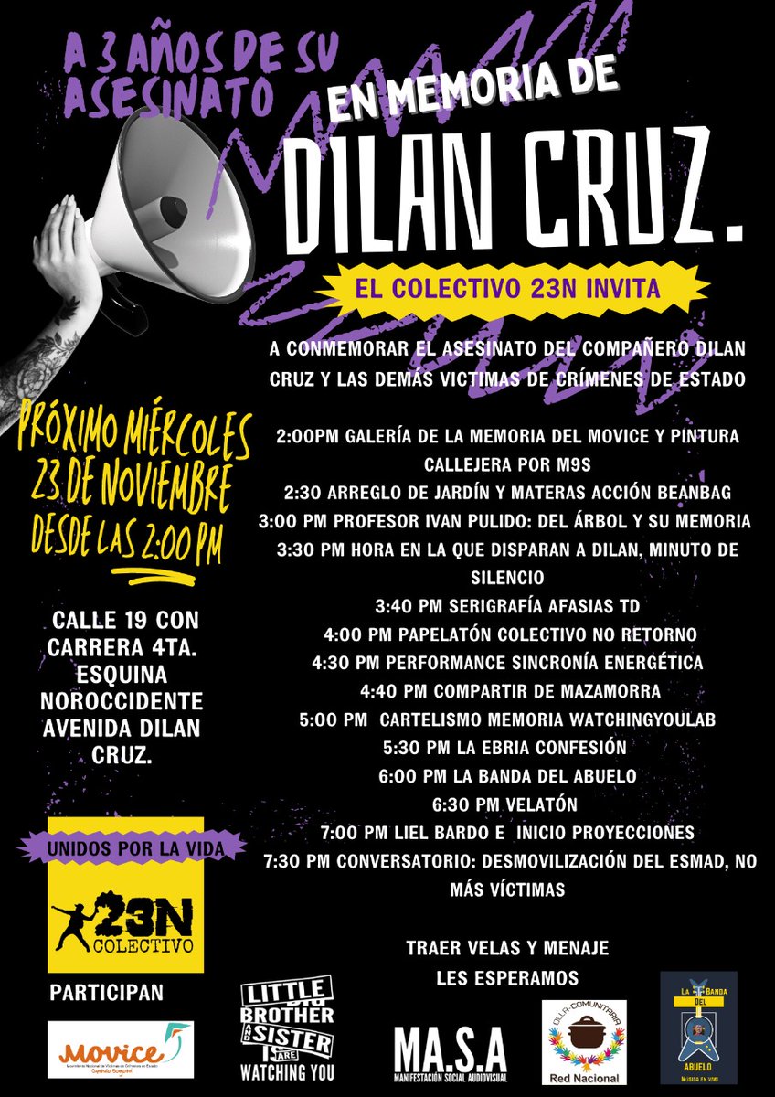 noretornocol's tweet photo. Hace 3 años la policía asesinó a Dilan Cruz. Por esos días empezaba el estallido social  en Colombia, semilla del cambio presente. El ESMAD (hoy UNDMO) le ha quitado la vida a cientos de personas que como Dilan querían un futuro mejor. https://t.co/7wEmnv95Gt