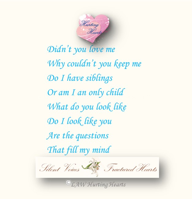 HurtingHearts7's tweet photo. Being given up by a parent doesn’t mean that you weren’t or aren’t loved. May you take comfort that you are loved, even if your questions, never get answered. https://t.co/dJWHdgte6I