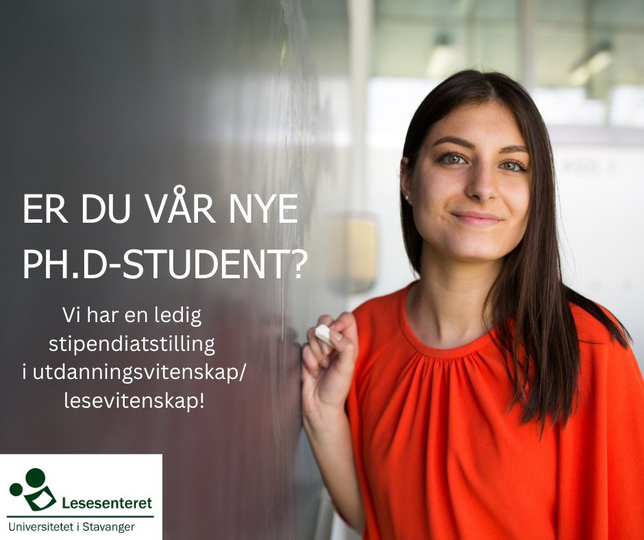 Lesesenteret's tweet photo. Vi har ledig ph.d-stilling - og to superspennende prosjektinitiativer du kan rette søknaden inn mot: 
https://t.co/GrX2P8A0gI @UniStavanger #literacy #lærer #forskning #utdanning #skole https://t.co/4qHV3T8kqP