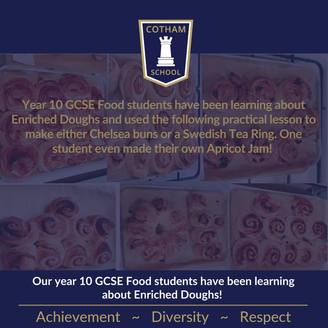 CothamSchool's tweet photo. Our year 10 GCSE Food students have been learning about Enriched Doughs! #cothamschool #food #learning https://t.co/xzxlMXTtDC