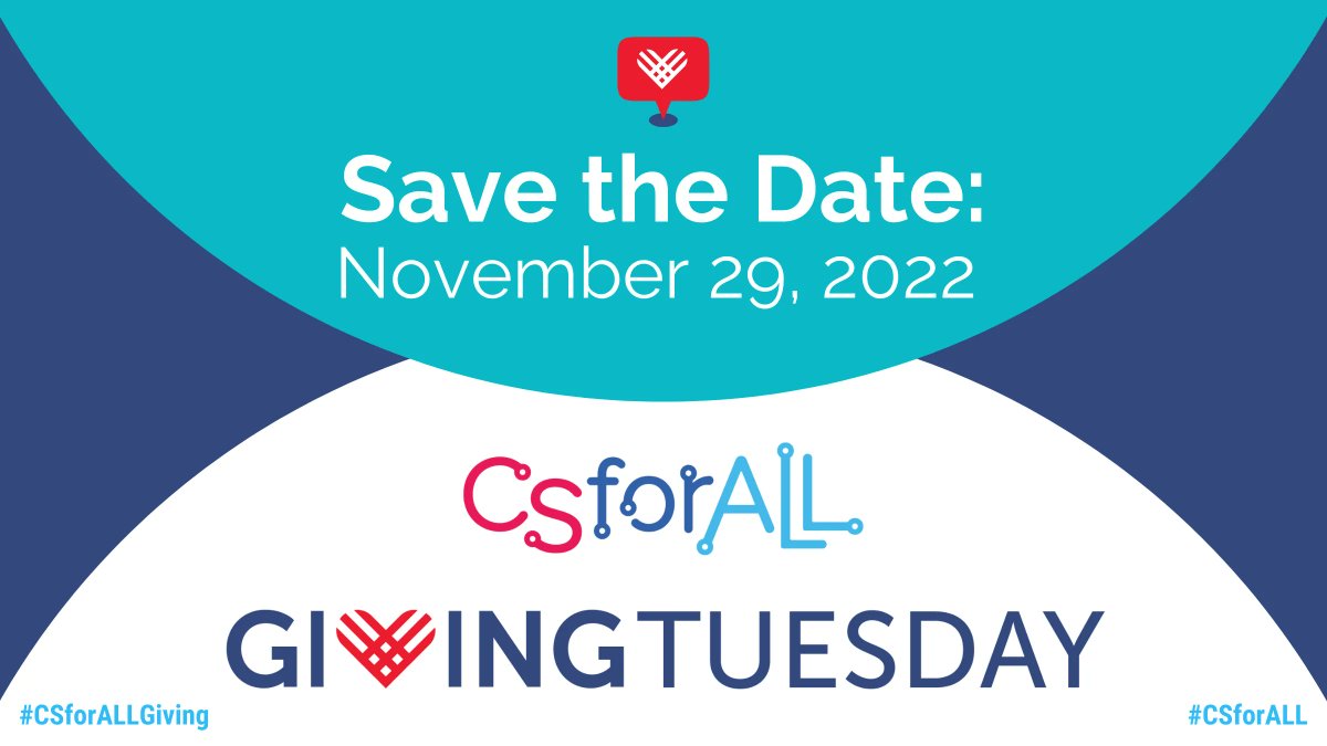 CSforALL's tweet photo. #CSforALL works to disrupt the systems of education to bring CS to all students. This systemic change is made possible by individual, corporate, and foundation investments. For #GivingTuesday, consider donating to further our work at https://t.co/4E87INPj0z. #CSforALLGiving https://t.co/usWttl2mvS