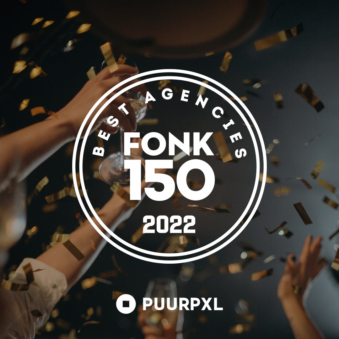 Hoera, tijd voor champagne! 🥂🍾 Puurpxl is door <a href="/FONKmag/">FONK Magazine</a> namelijk benoemd tot #FONK150 Best Agency of the Year, en wel met een mooie 8.9! Een big thank you aan al onze klanten en natuurlijk het hele team. Onwijs #TROTS op dit mooie resultaat! 🏆 #FONK2022 #FONKMag #FONKMagazine