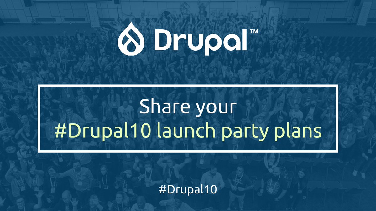 drupal's tweet image. Are you hosting a #Drupal10 launch party? 🎉 Add it to the community events page on Drupal.org under Local Meetups for more visibility! drupal.org/community/even…