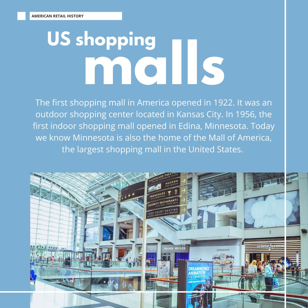 Stufashionmiami's tweet photo. As we get ready for the biggest shopping weekend, here's a fun fact about shopping malls in the US! 💓

Where is your favorite place to shop?! 🛒🛍️

#fashionmerchandising #shoppingmalls #retailhistory #americanretail #fashionschools #miamifashionschools #mallofamerica https://t.co/iCUWEE2nE3