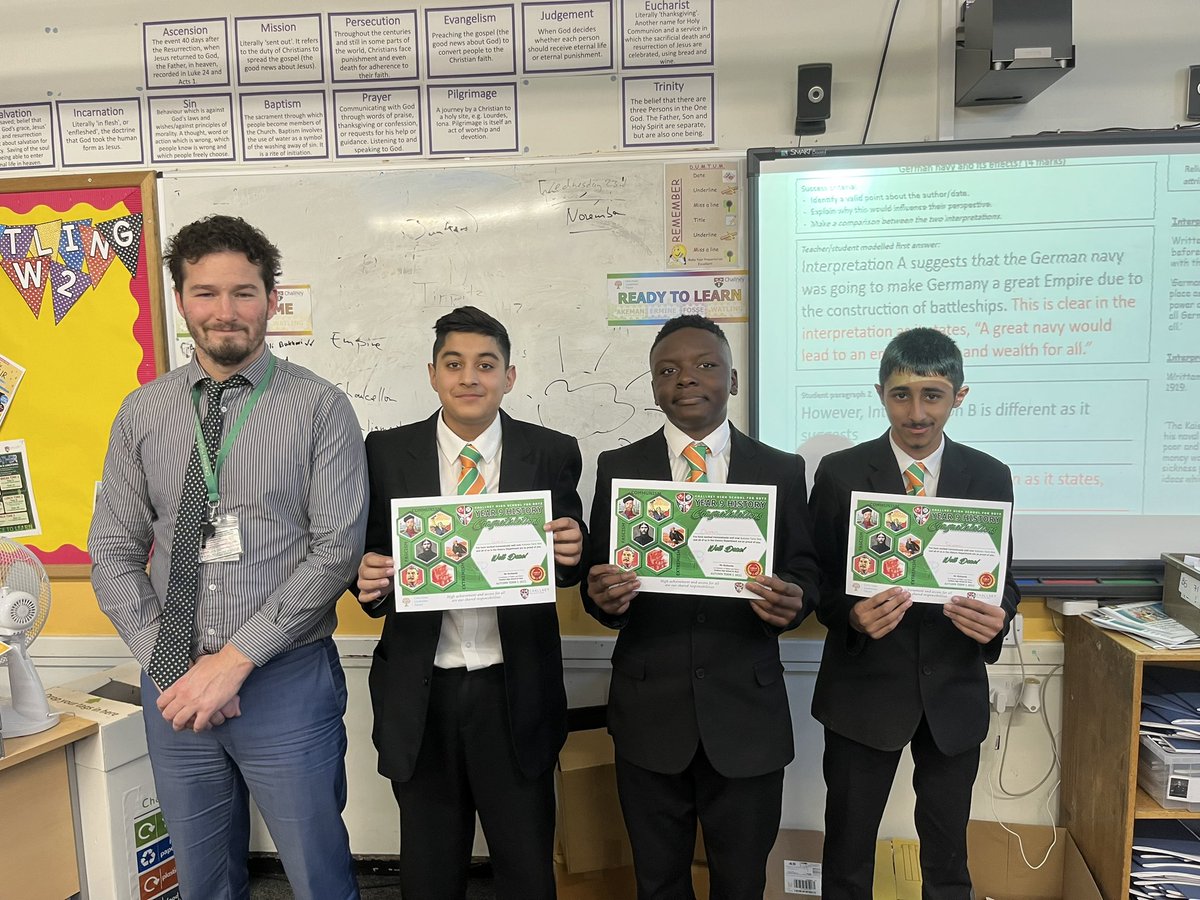 CHSBHumanities's tweet photo. Some of the most hard working year 9s in history being rewarded for their hard work in Autumn One. As usual, thank you to Ms Milligan - all the new  certificates reflect exactly what the students are learning about! Clearly, the boys love them! #5starlearner @ChallneyBoys https://t.co/4BaUUSiN3S