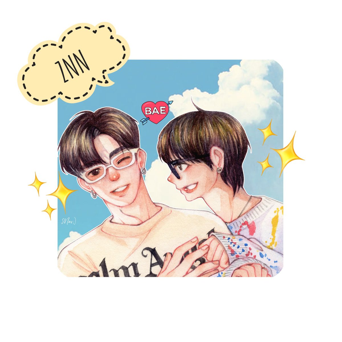 8Nov_0811's tweet photo. 🌊☁️ Happy 2nd anniversary ย้อนหลังแบบเลทๆน้าา 😂🙏💕 
** นอกจากเค้าจะเป็นของขวัญของกันและกันแล้วเค้าก็เป็นของขวัญของฉันด้วยเหมือนกันนะ เดินด้วยกันเป็นความสุขเป็นเซฟโซนให้กันไปนานๆเลยเนอะ รักค้าบบ~😊🤟💕💪🎉🎁
#ZNNAtFirstSight
#ZeeNuNew
#ZeePruk #NuNew #FanartForZeeNuNew https://t.co/u4HjgFjMtk