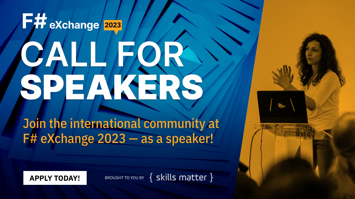 skillsmatter's tweet image. #FP and #DDD community:
For this year's #fsharpX conference, we are looking for speakers interested in discussing Functional-first Methodology and #DesignPatterns
Know someone who might fit the bill?
Send them our #CFP!
bit.ly/3DgGvgm