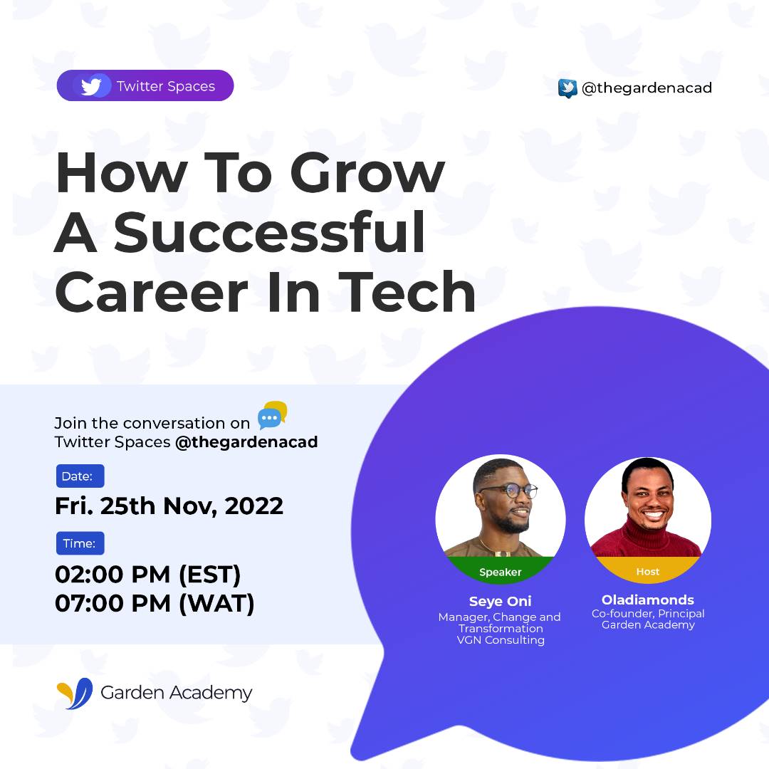 thegardenacad's tweet photo. Do you sometimes wonder if it's possible to grow a successful career with your current skill set?

Do you sometimes feel like you are on the wrong career path?

Where do you see yourself in  5,10, or even 20 years time? 

Is it possible to have a successful career in Tech? https://t.co/rZKsHu0q7t