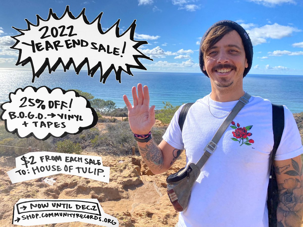 2022 YEAR END SALE! 25% off everything 💥 B.O.G.O. vinyl + tapes free stuff w/ all orders Now til Dec. 2nd $2 from every sale to @houseoftulipno ⬇️💐⬇️💐 shop.communityrecords.org