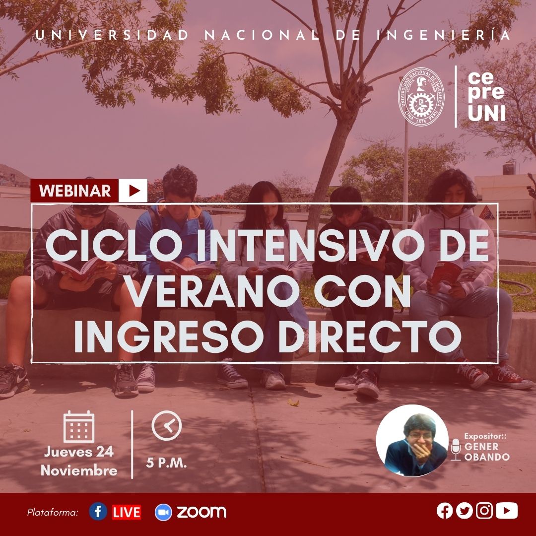 cepreuni's tweet photo. #Webinar 
#IngresoDirecto 
:::Ciclo Intensivo con Ingreso Directo::: 🧐🤔🚨
📣 Mañana, 24 de noviembre, como todos los jueves, absolveremos todas las dudas sobre nuestros ciclo #Intensivo con #Ingreso #Directo. También responderemos consultas en general sobre nuestra institución. https://t.co/IEbcRT5TsY