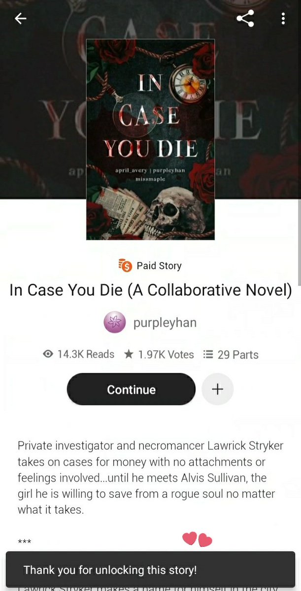 lovexreality's tweet photo. Sa chapter 1 palang, nag-enjoy na agad ako sa pagbabasa. Kaya ayan, unlock agad! hahaha congrats po sa collab niyo ateee @purpleyhanwp @breatheapril @missmapleWP 🫶 #InCaseYouDie 💜💚🧡 https://t.co/nlIs1H5qRK