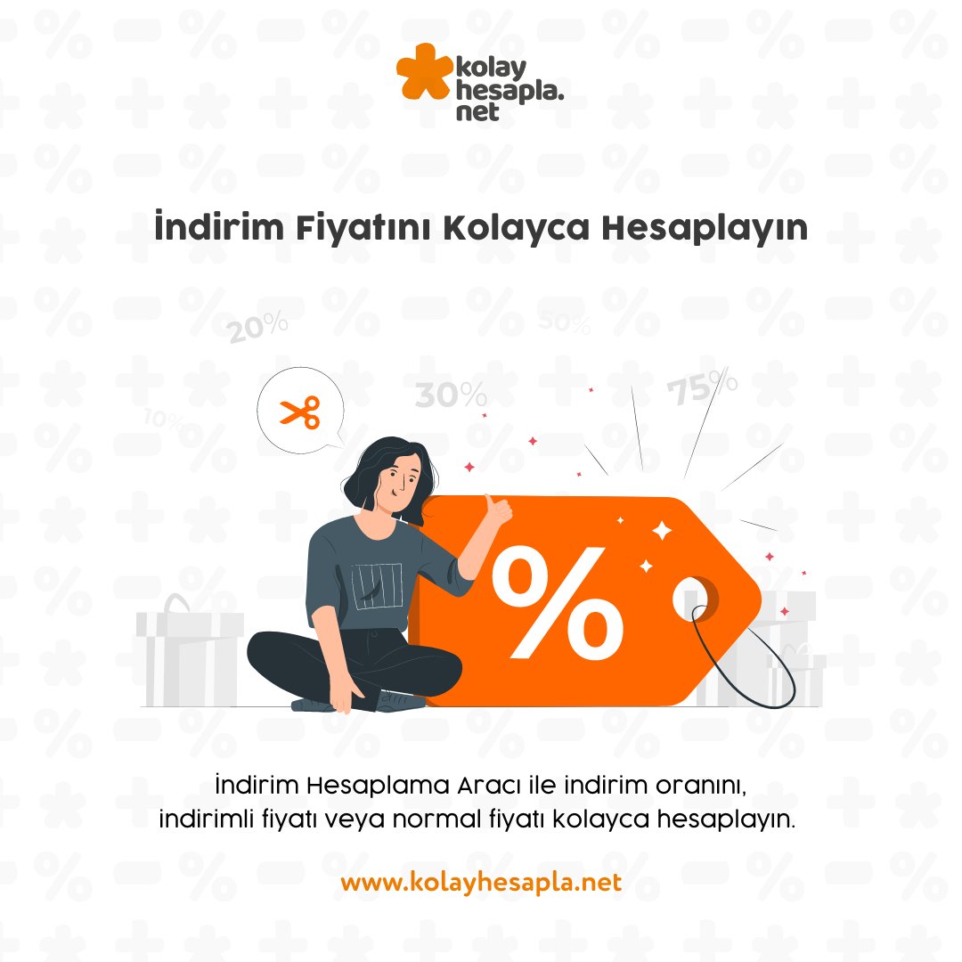 İndirim Hesaplama Aracı ile indirim oranını, indirimli fiyatı veya normal fiyatı kolayca hesaplayın. 

kolayhesapla.net/vergi/indirim-…

#indirimhesaplama #girişim #kolayhesapla