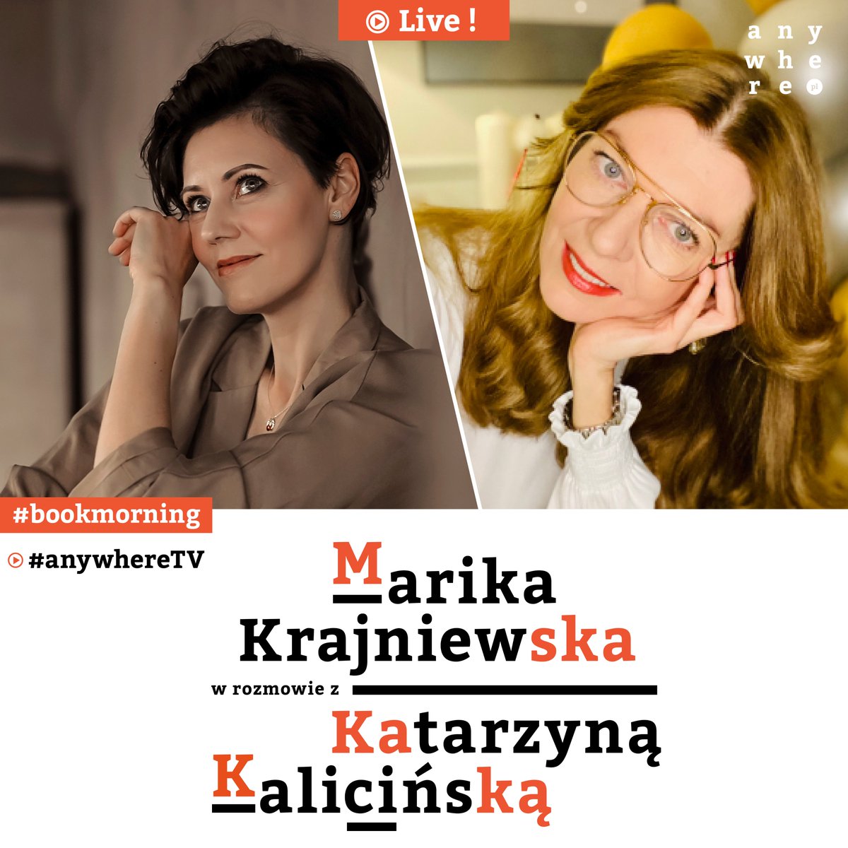 anywherepl's tweet photo. Katarzyna Kalicińska odwiedzi nasze studio #anywhereTV 🥰 Wywiad przeprowadzi nasza cudowna Marika Krajniewska 😏 Widzimy się już jutro, w samo południe - rozpocznijcie swój poranek z #bookmorning 🤓 Porozmawiamy o twórczości pisarki i jej ostatnich publikacjach 📚 https://t.co/uHbkZcOrrw