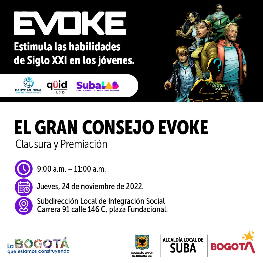 garcia_devis's tweet photo. Felicitaciones a los colegios La Toscana y Gerardo Paredes, pues sus equipos son finalistas en el Torneo #EVOKE  #SubaLAb @quidlabcol  @BancoMundial https://t.co/aHo52etEpk