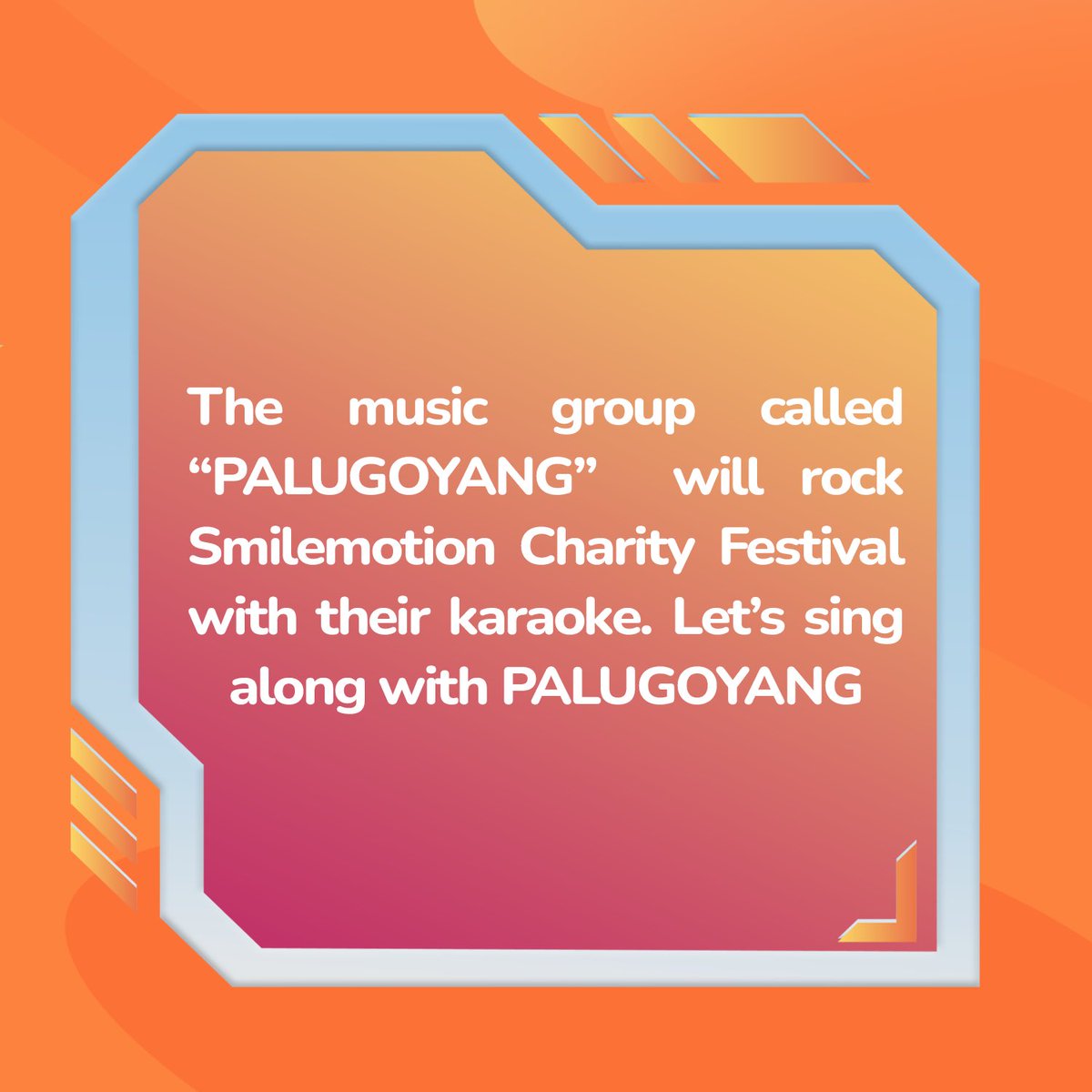 Here’s another surprise! Our stage will also be enlivened by @palugoyang 🕺🏻

Come on, enjoy your weekend by singing and dancing with Palugoyang only at Smilemotion Festival 2022🤩

#Smilemotion2022
Designing Smiles Beyond Imagination