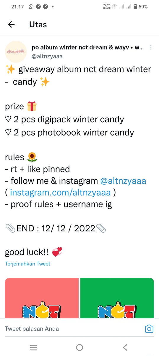 Aprilia65558211's tweet photo. @altnzyaaa Done kak😉😉
Bismillah semoga rejeki, Terima kasih buat kaka" @altnzyaaa yang udah ngadain GA nya, semoga rejeki nya makin lancar biar bisa sering" ngadain GA nya hehe 😁😁
Ig : apriliaannisa11 https://t.co/lrwpDuqS4P
