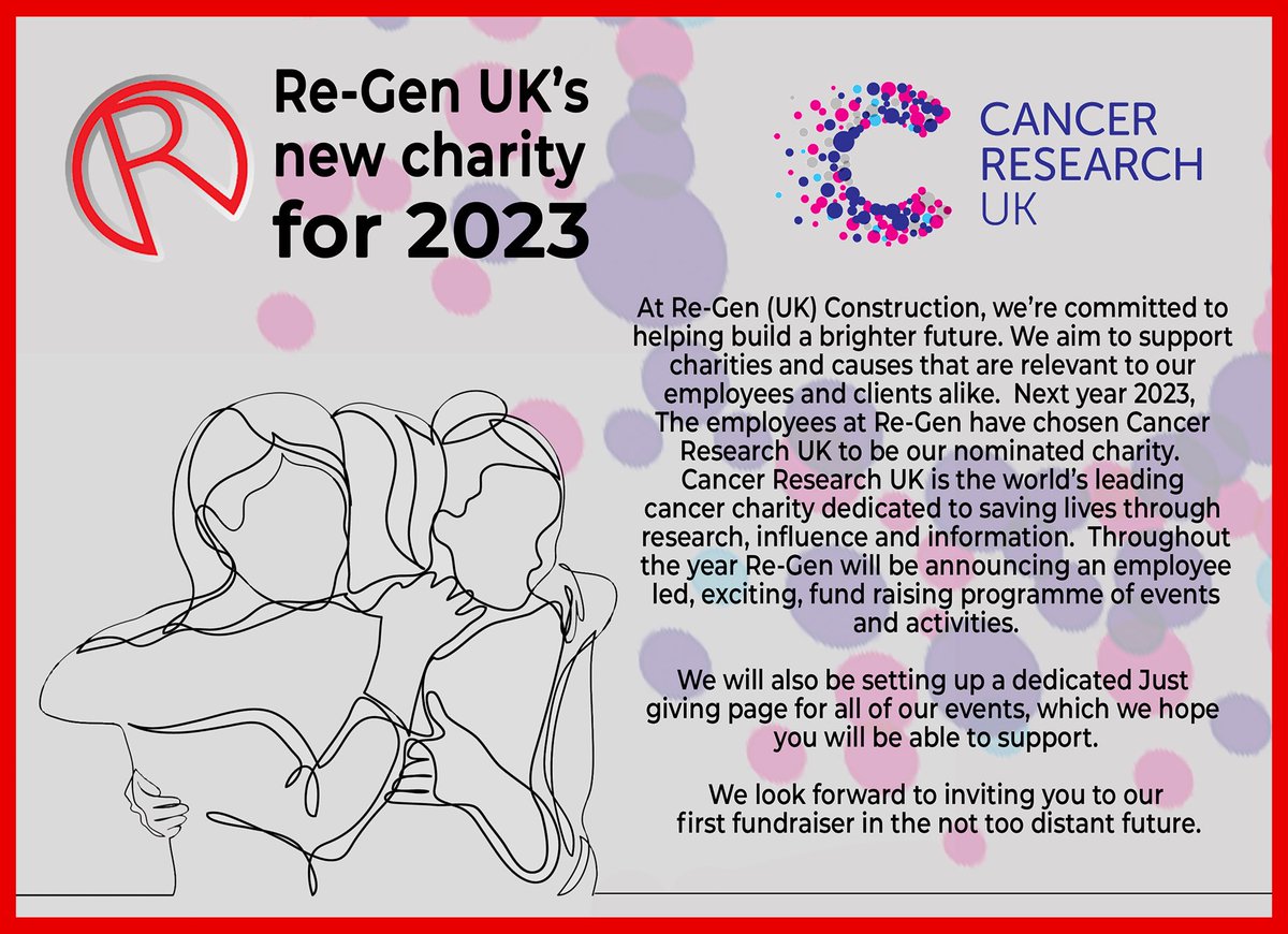 ReGenUKltd's tweet photo. Our new charity for 2023!
#regen #completeconstructionsolutions #construction #charityfundraiser #charityevent #charity #cancerresearch #cancerresearchuk https://t.co/KNikdJ4pmL