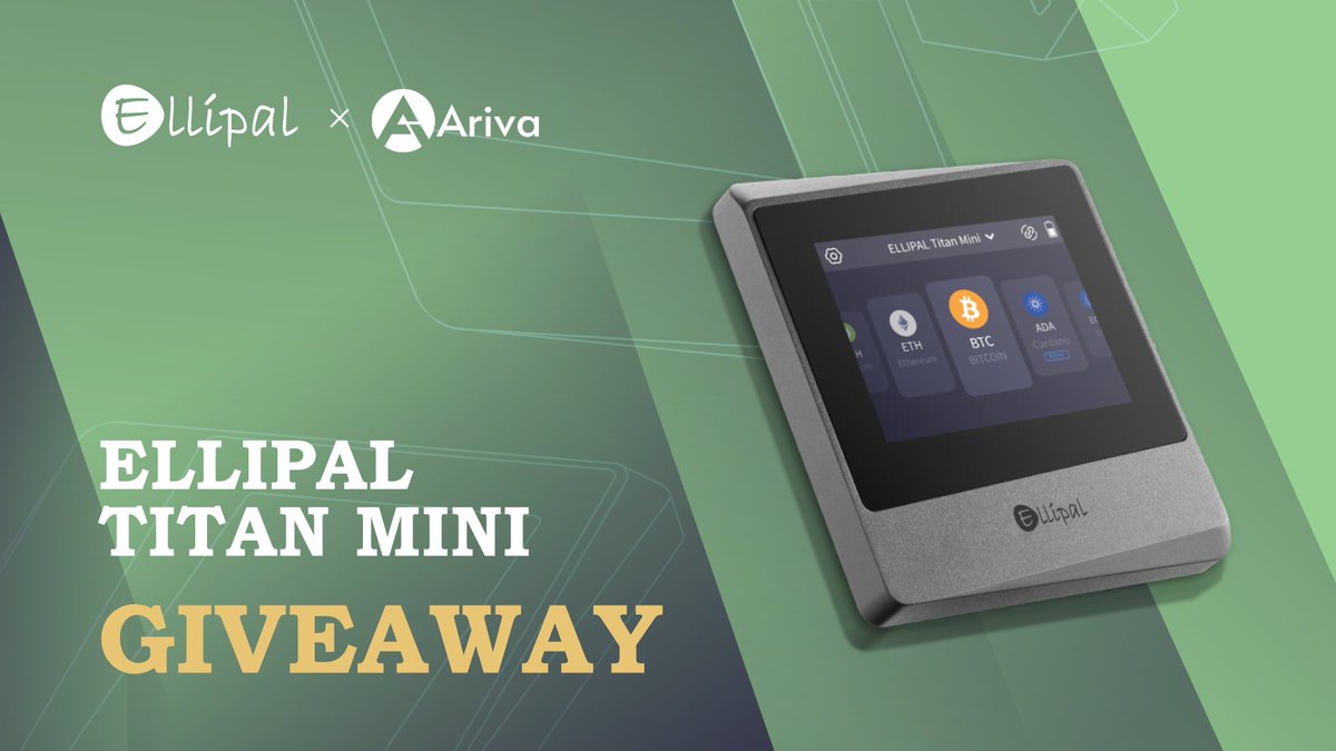 ELLIPAL's tweet photo. Secure your $Ariva token with @ellipal

To celebrate the ELLIPAL Titan Mini Shipment with the @ArivaCoin community, we #giveaway 2 of ELLIPAL Titan Mini cold wallets

Follow @ArivaCoin &amp; @ellipal
Like and Retweet  
Tag 3 friends

Winners will be announced on 28th! https://t.co/wTNCUtBWp8