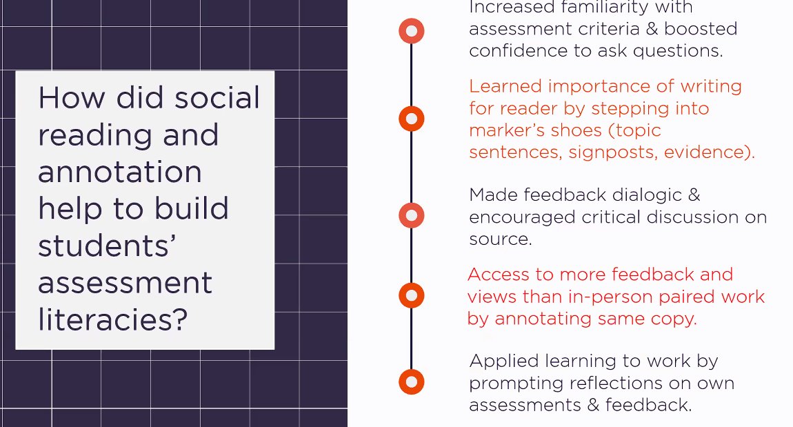 talis's tweet photo. We're hearing about Aimee from @KeeleUniversity's experiences concerning how social reading and annotation helps to build upon students' assessment literacies!
#TLCR22 https://t.co/KS6XuYZ0P6